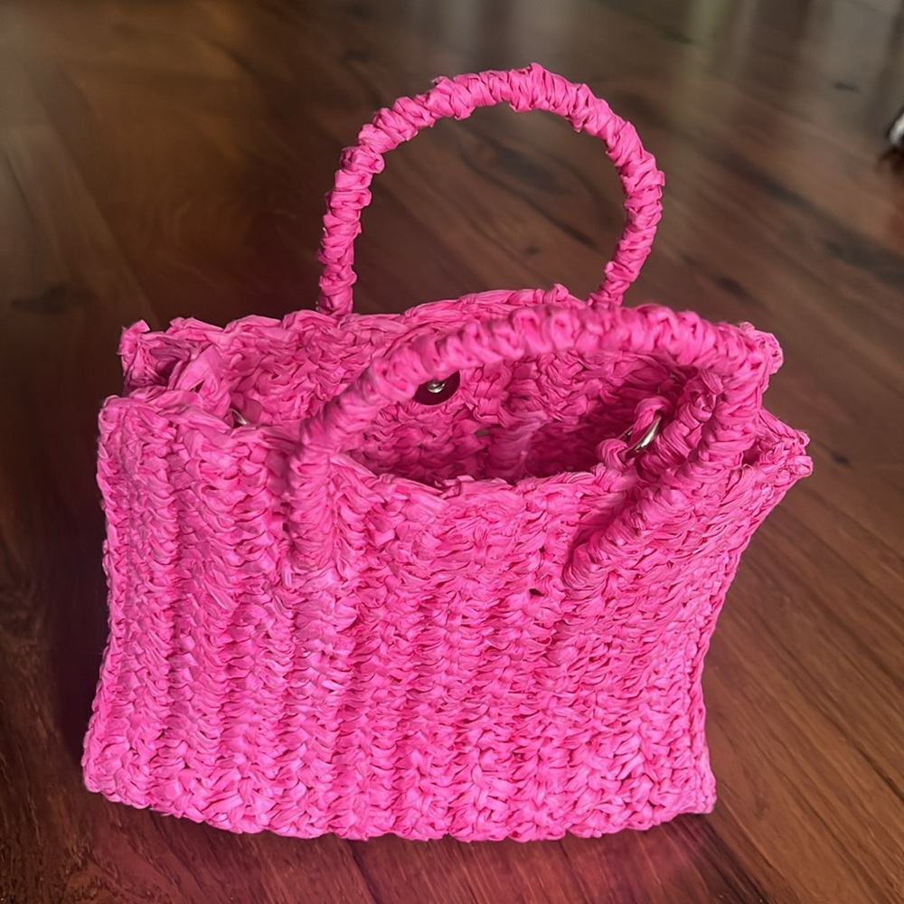 Uo Pink Raffia Bag - image 3
